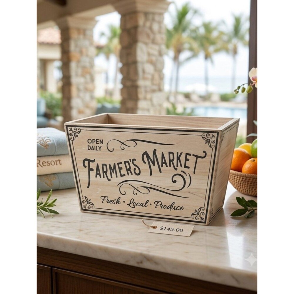 Farmers Market Gray & White Decorative Storage Bin | Modern Farmhouse Decor